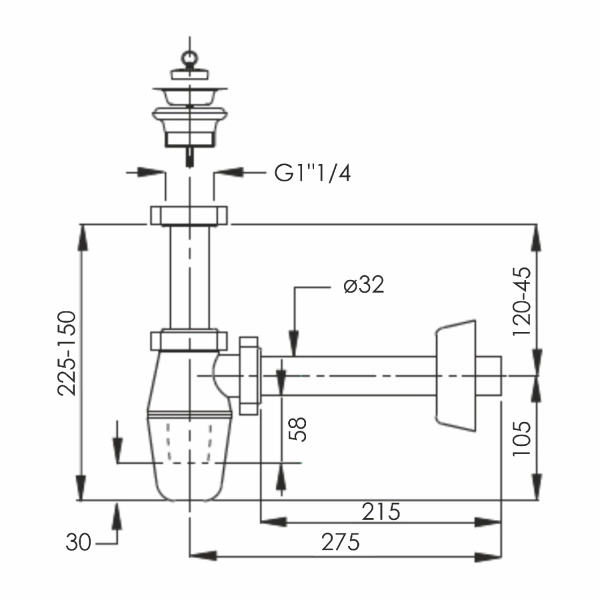 Сифон для раковины Imprese  1 1/4" пластик, белый (d1260 ...
