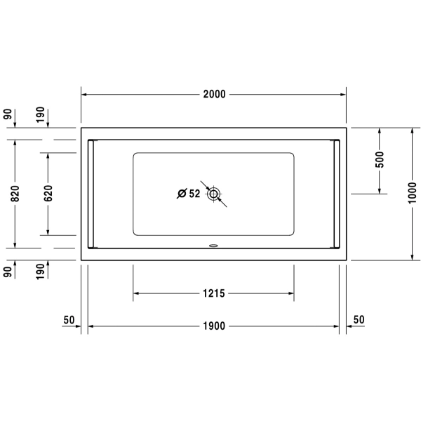 Ванна пристенная Duravit Starck 200x100 акриловая, белая ...