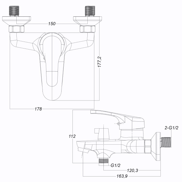 Смеситель для ванны Globus Lux Solly GLSO-0102NE однорыч ...