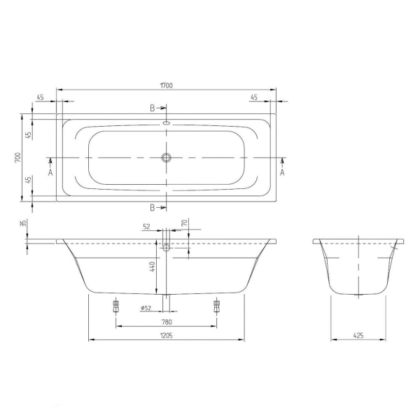 Ванна врезная Villeroy&Boch Targa Style 170x70 акрил ...