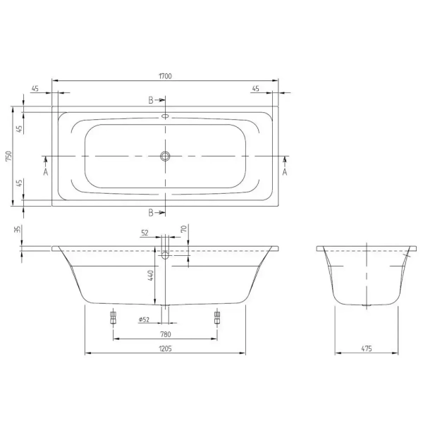 Ванна врезная Villeroy&Boch Targa Style 170x75 акрил ...