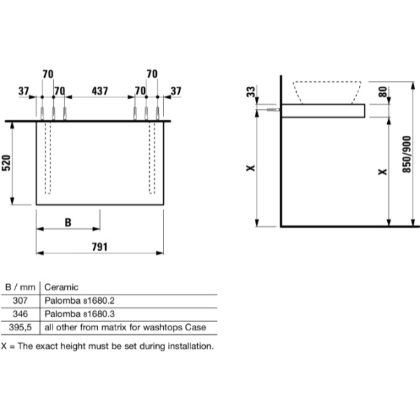 Столешница для ванной Laufen Case 791x520 подвесная, дер ...