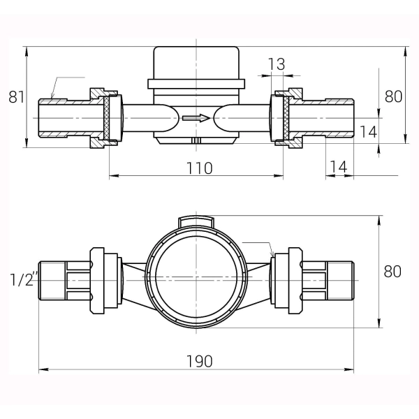Счетчик для холодной воды Ecostar E-C 2,5 1/2"