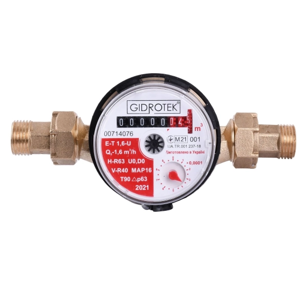 Счетчик для горячей воды Gidrotek E-T 1,6U 1/2"