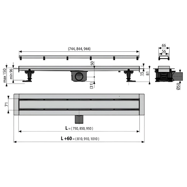 Трап для душа AlcaPlast APZ13-DOUBLE9 750 мм нержавеющая ...