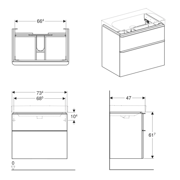 Тумба в ванную Geberit Smyle Square 73,4х47 подвесная, п ...