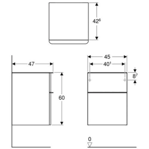 Тумба в ванную Geberit Smyle Square 450x600x470 подвесно ...