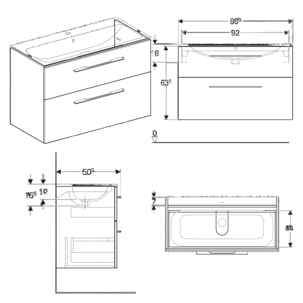 Тумба в ванную Geberit Selnova Square 988x635x502 подвес ...