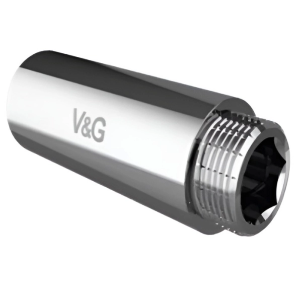Удлинитель латунный V&G 1/2" ВН 50 мм хромированный  ...