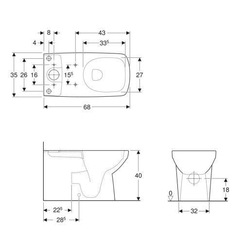 Унитаз компакт Geberit Selnova Square 680x350 овальный,  ...
