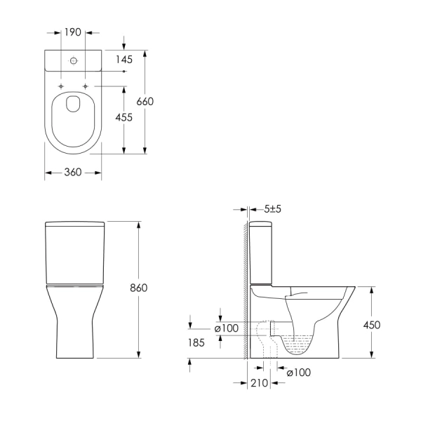 Унитаз компакт Imprese Vyskov New Rimless 620x355 полукр ...