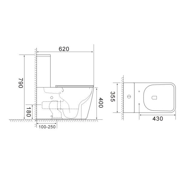Унитаз компакт VOLLE Puerta 620x355 прямоугольный, с сид ...