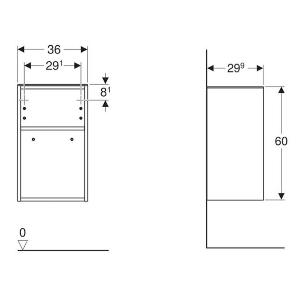 Стеллаж в ванную Geberit Smyle Square 36х29,9 подвесной, ...