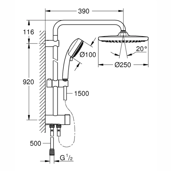 Душевая система Grohe Tempesta Cosmopolitan 250, хром (2 ...
