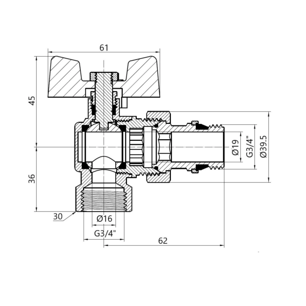 Кран с американкой Thermo Alliance Standard 3/4″ ВН угло ...