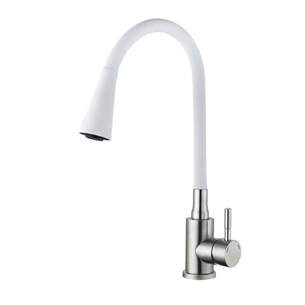 Смеситель для кухни Wezer EKO4Y-01W с гибким изливом, бе ...