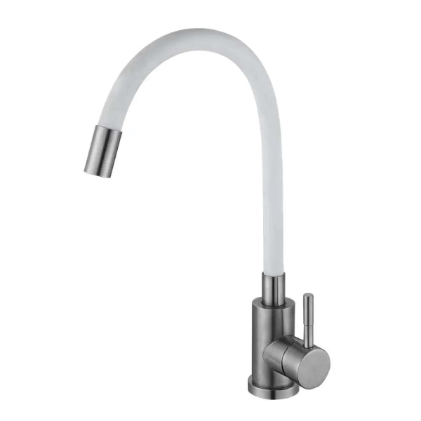 Смеситель для кухни Wezer EKO4X-01W с гибким изливом, бе ...