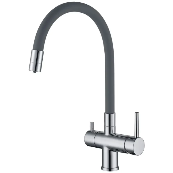 Смеситель для кухни Gappo G4398-30 двухрычажный, серый/х ...