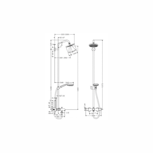 Душевая система  Hansgrohe Croma 100 Showerpipe с термос ...