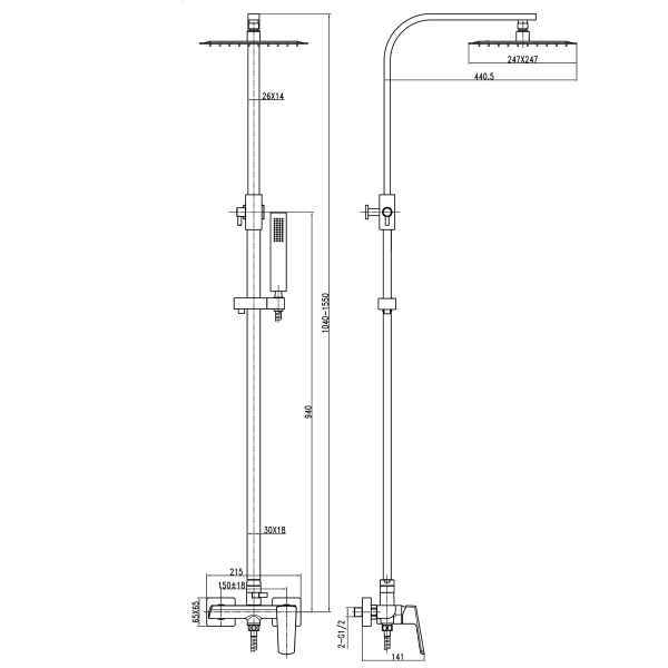 Душевая система Topaz Lexi TL 21105-H57 с регулировкой в ...