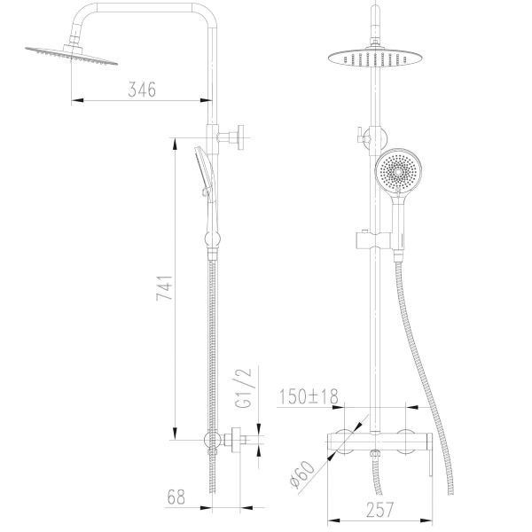 Душевая система Topaz Loft TLF 32702-H75-C без излива, л ...