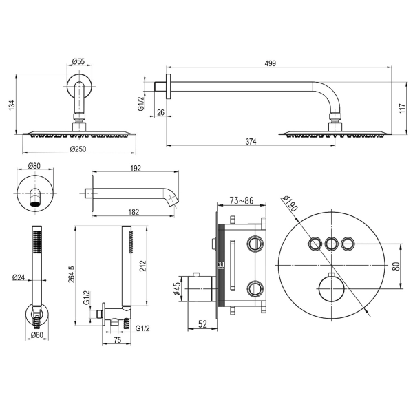 Душевая система Topaz Loft TLF 32117-L06-C-Termostat с т ...