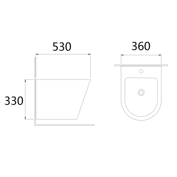 Биде подвесное Imprese JESS 530x360 полукруглое, без сид ...