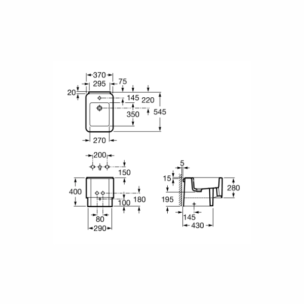 Биде напольное Roca ELEMENT 545x370 прямоугольное, без с ...