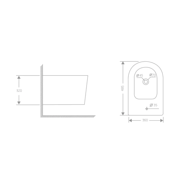 Биде подвесное Qtap Swan 360x485 овальное, без сиденья,  ...