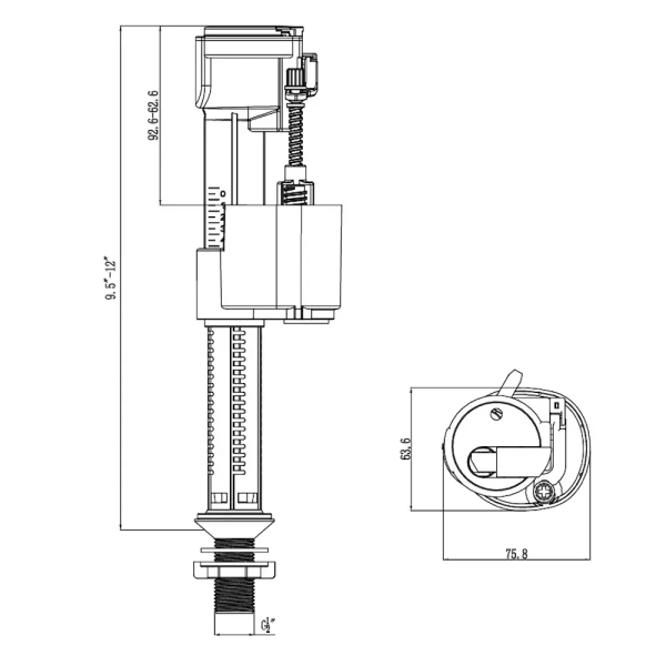 Впускной механизм ITAL A1104B 1/2" с нижним подключением